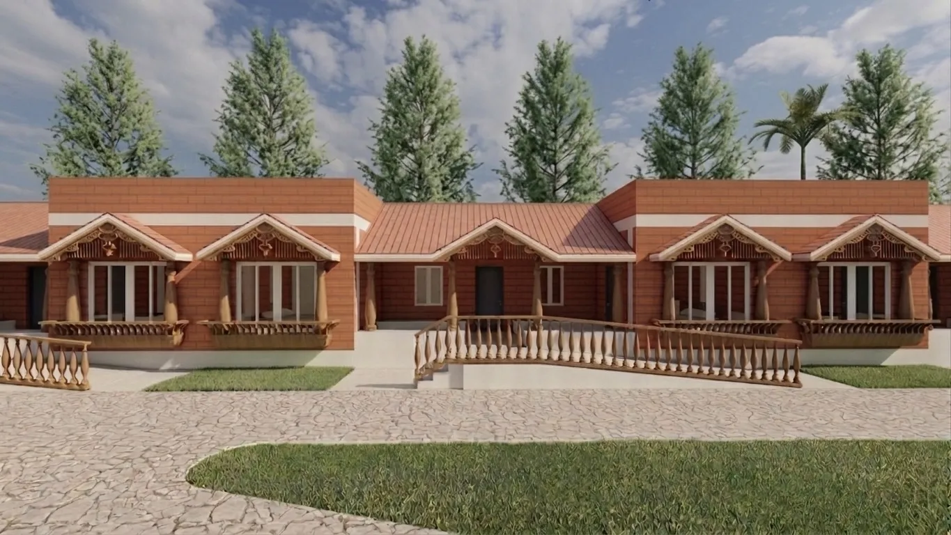 Double-occupancy accommodation block with modern furnishings at Aran Senior Living